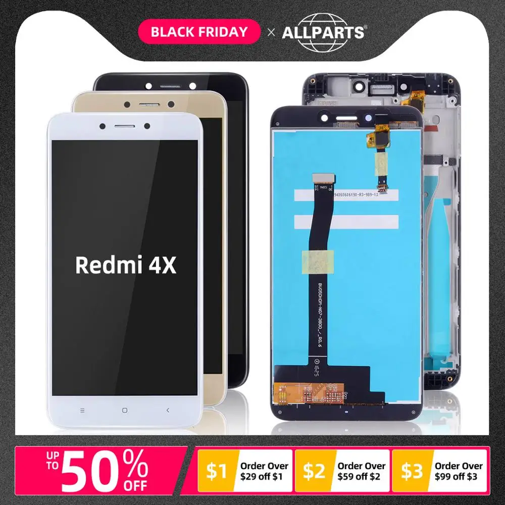 Дисплей для XIAOMI Redmi 4X / Pro Prime LCD в сборе с тачскрином Оригинал 5.0'' Черный и