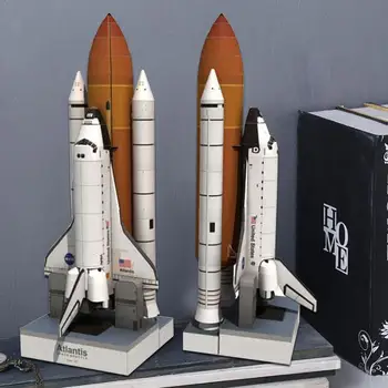 3D Paper Model Space Library Papercraft Cardboard House Paper For Children Atlantis Puzzle Shuttle 150 Handmade Rocket 1: T R9X7 1