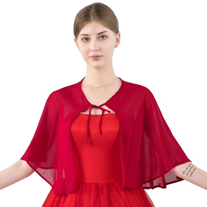 Wine red Темно-синий, черный, красный, серый, румяна, бордовый шифоновый плащ, шаль, свадебная куртка, женский Болеро, накидка s Mariage, вечерняя накидка для выпускного вечера - Цвет: Wine red
