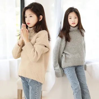 

2019 Autumn and Winter New High Callor Girls Sweater Pullover Thickened Baby Girls Sweater Casual Kids Sweater for Girls, #8143