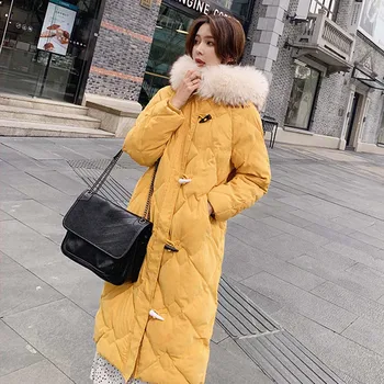 

Loose Peach Suede Parkas Korean Style Hooded Cotton-padded Coats Women's Jackets Solid Color Big Fur Collar Hooded Outerwear Top