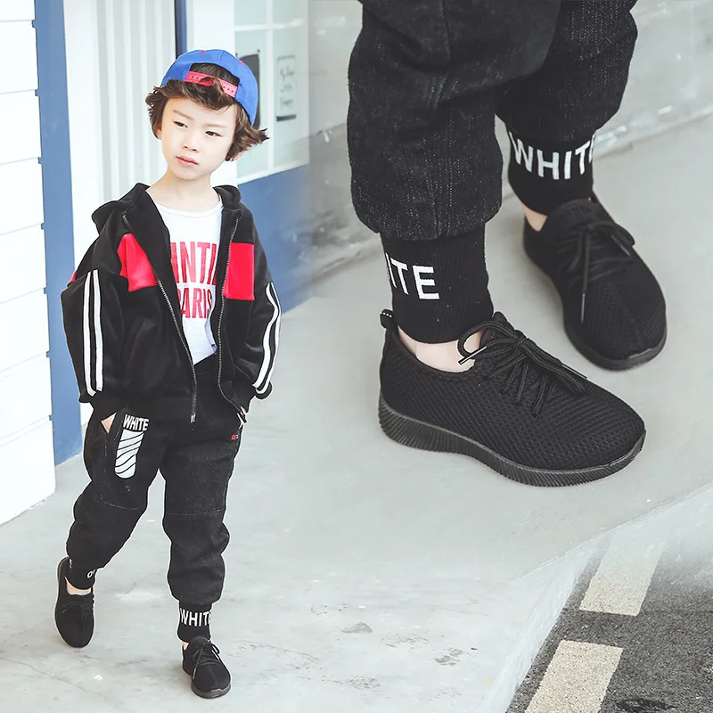 

2019 Autumn New Children's Single Shoe For Soild Color Link Background Student Casual Shoes Boy Girl Small Running Shoes