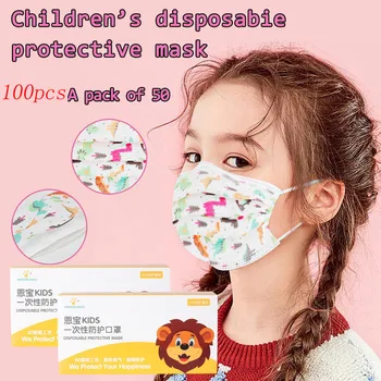 

100pcs kids facemask Disposable For Germ Protection 3ply Cartoon facemask face maskswashable and reusable maske dropshipping