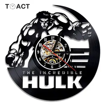 

Luminous Wall Clock The Avengers Marvel Hulk Vinyl Record Wall Clocks Night Lights LED Glowing Vintage Vinyl Watch Home Decor