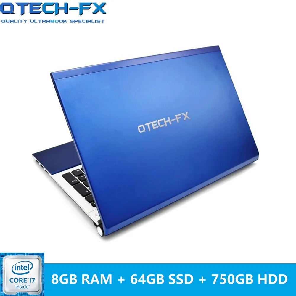 Игровой ноутбук i7 15," 8 ГБ ОЗУ SSD 256 ГБ/128/64+ 750 Гб HDD DVD быстрый процессор металлический бизнес арабский AZERTY Испанский Русский Клавиатура - Цвет: Blue-8-64-750