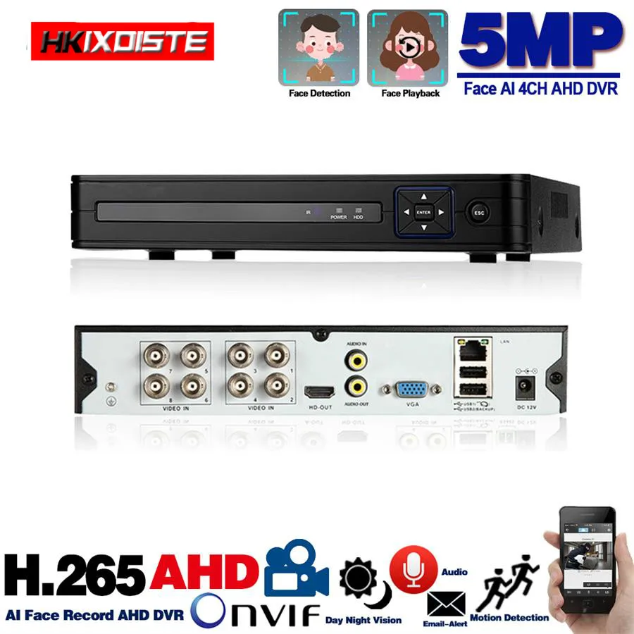 4 и 8 канальный CCTV DVR 5MP H.265 облако видео рекордер для наблюдения безопасности IP AHD TVI