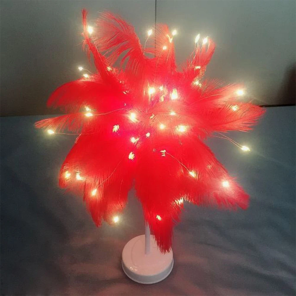 铁艺 白底座 红色羽毛