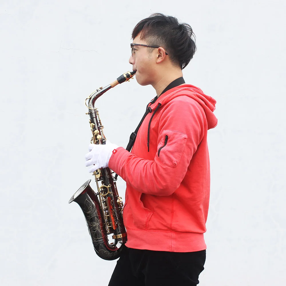 LADE латунь гравировкой Eb E-Flat альт саксофон Sax ушка оболочки кнопки с Чехол перчатки, Чистящая салфетка смазка Пояс Кисти