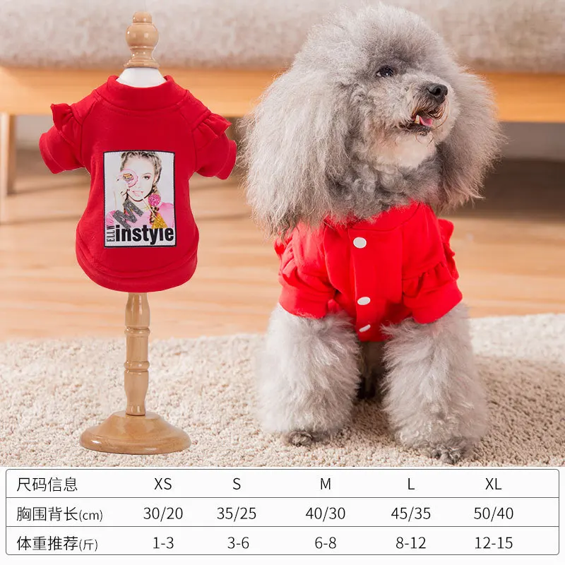 Red Spring and Autumn Leisure Styles Pet Dog Clothing Fashion Can Be Comfortable Breathable The Two Feet Garments Small Dog Clothing - Цвет: Red