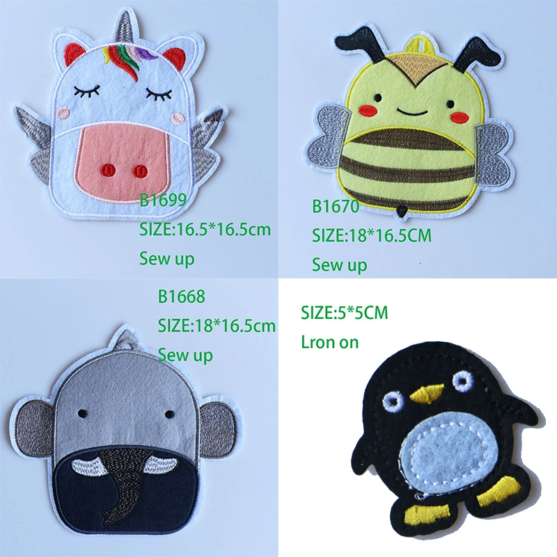 

Cute Small Animal 3D Unicorn Honeybee Elephant Penguin Patch for Clothing Sticker for Boy Girl DIY Patches T-shirt Badges