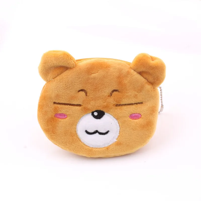 FUDEAM Soft Plush Panda Dog Rabbit Monkey Cartoon Women Coin Purse Mini Cute Zipper Girls Coin Wallet USB Cable Bag Key Wallets