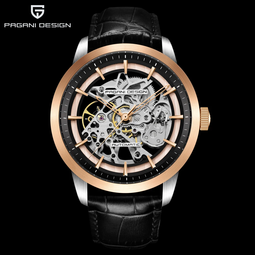 2020 free shipping PAGANI DESIGN Brand Fashion Leather Gold Watch Men Automatic Mechanical Skeleton Waterproof Watches Relogio Masculino Box (18)