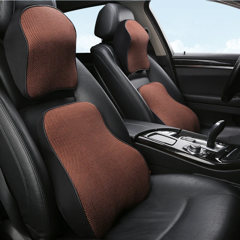 

KKYSYELVA Car Seat Headrest Lumbar Cushion Neck Support Memory Back Brace Pillow Supports Ergonomics Auto Accessories Waist