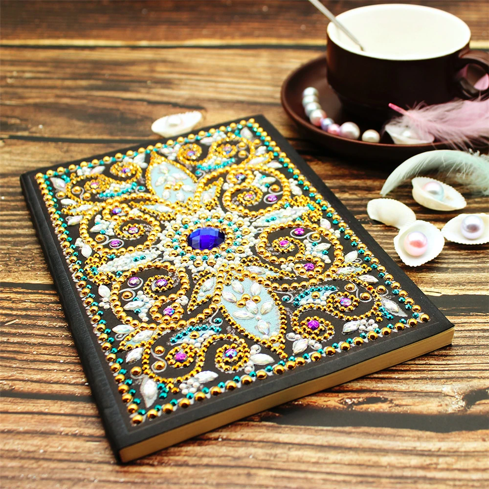 Huacan Diamond Painting Notebook Special Shaped Flower Diamond Mosaic Diary Book Diamond Embroidery Cross Stitch A5 Notebook