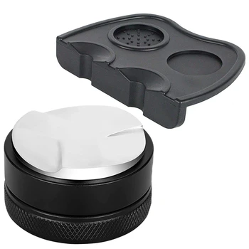 

5m Coffee Distributor & Tamper with Tamping Mat, Professional Espresso Hand Tamper with Adjustable Depth