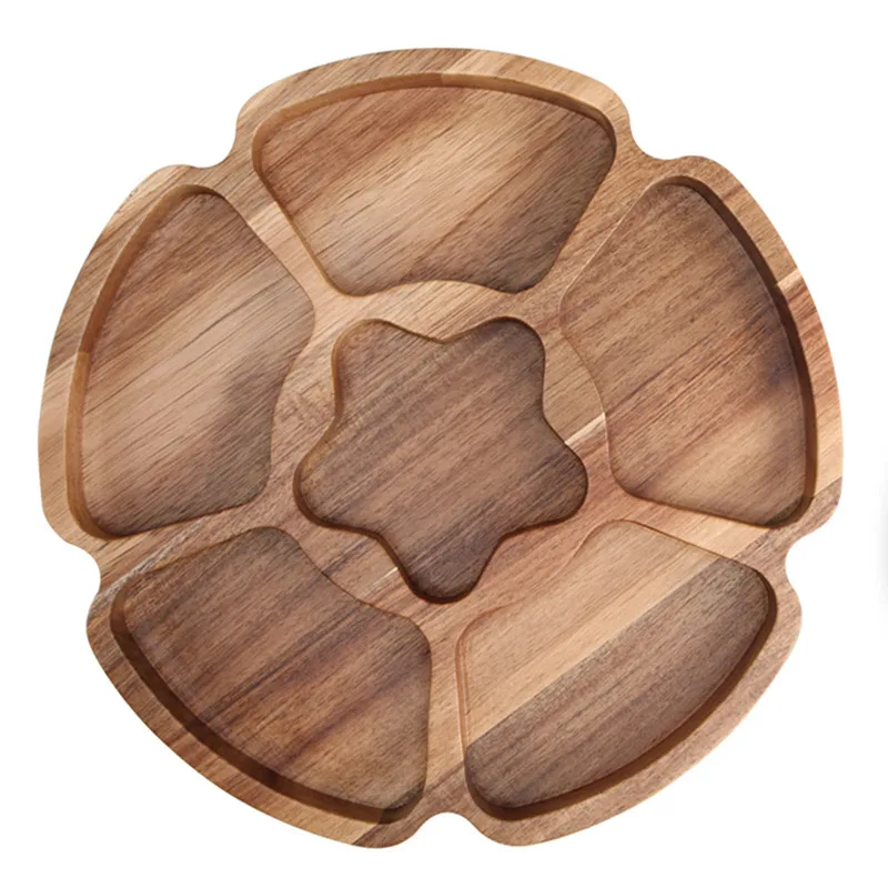 Твердый натуральный деревянный поддон для хранения продуктов текстура акации кухня салон орех закуски конфеты организованный лоток для хранения 33 см/6 сетки