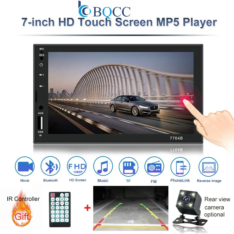 MP 5 автомобильное радио Bluetooth 7 дюймов сенсорный Mirrorlink Android плеер камера заднего вида 2 Din Hands Free Авторадио din