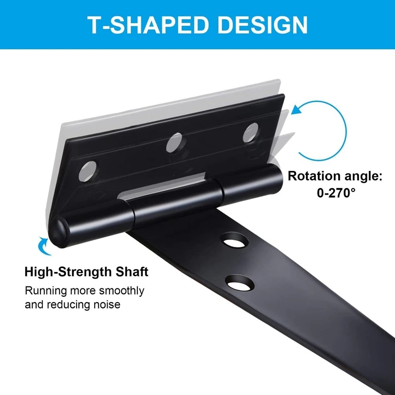 GTBL 4 PCS 6 Inch Heavy Duty Door Hinges T-Strap Tee Shed Hinge Gate Hinges for Wooden Gates door hinges