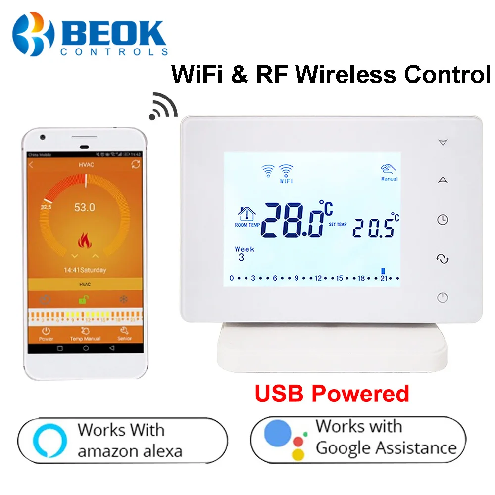 Беспроводной термостат Beok 306RF с Wi Fi умный контроллер температуры комнатный для