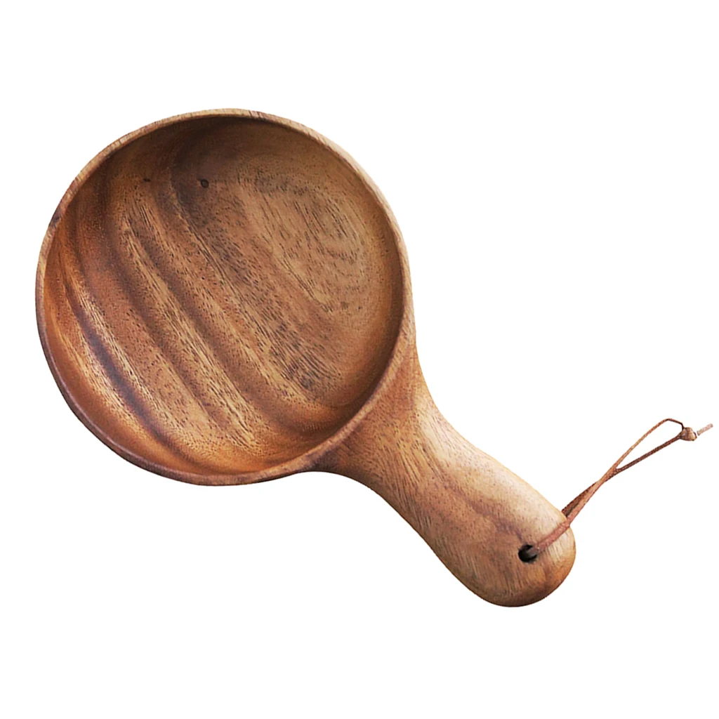 Wooden Bowl With Handle Japanese Style Rice Instant Noodles Food Container