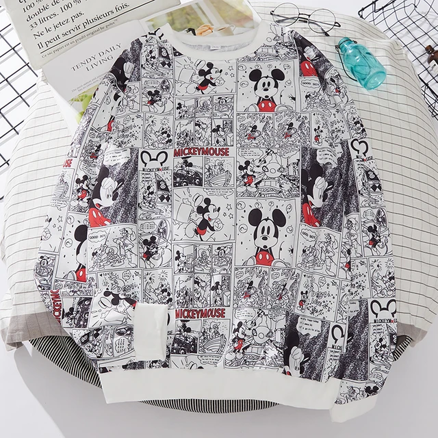 Plus Size Mickey Mouse Hoodies Women Harajuku Streetwear Thin Kawaii Oversized Sweatshirt Clothing Fashion Long Sleeve Tops 2021 A006 White