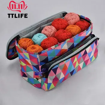 

Portable Knitting Needle Sewing Storage Bag Oxford Cloth Waterproof Yarn Crochet Bag DIY Craft Toy Storage Bag Closet Organizer