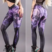 Женские брюки с принтом черепа узкие ноги фитнес Длинные повседневные брюки для пробежек