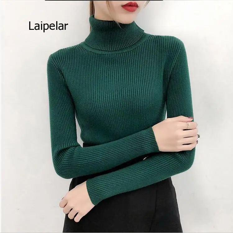 

Winter Knitted Jumper Turtleneck Tops Pullovers Casual Sweaters Women Shirt Long Sleeve Tight Sweater Girls Korean