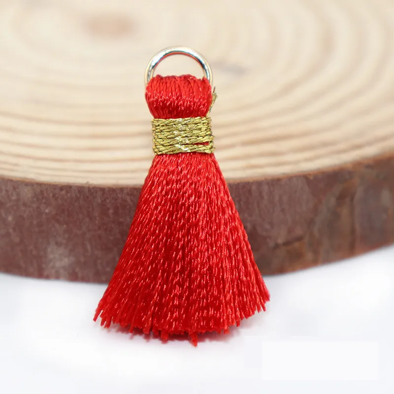Red tassels 20 шт. висячие кольца золотая нить бахрома подвеска «сделай сам» ремесла маленькие шелковые кисточки отделка одежды шторы серьги украшения - Цвет: Red tassels
