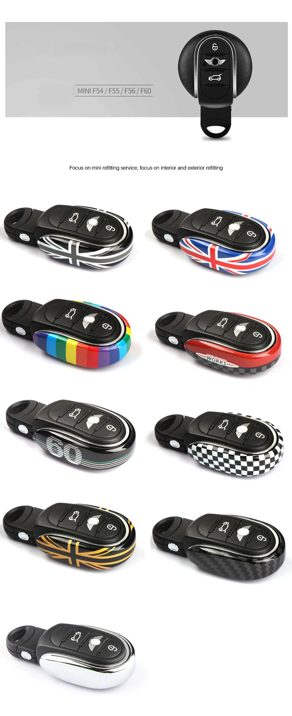 Car Styling Key Case Cover Chain Union Jack Decoration For BMW Mini Cooper S JCW One D F54 F55 F56 F57 F60 Car Accessories