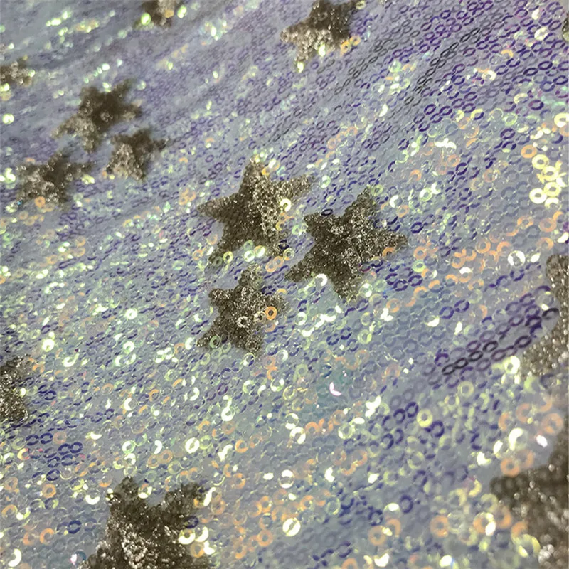 Модное блестящее платье Lace140 ткань со звездами и блестками для женских платьев