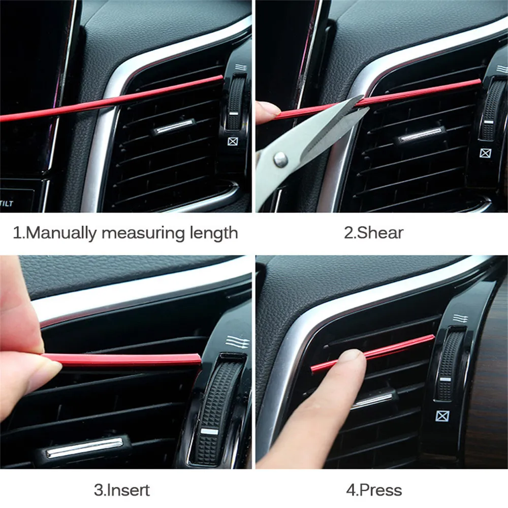 

Car-styling plating Air outlet trim strip Interior Air Vent Grille Switch Rim Trim Outlet Decoration Strip DIY automotivo
