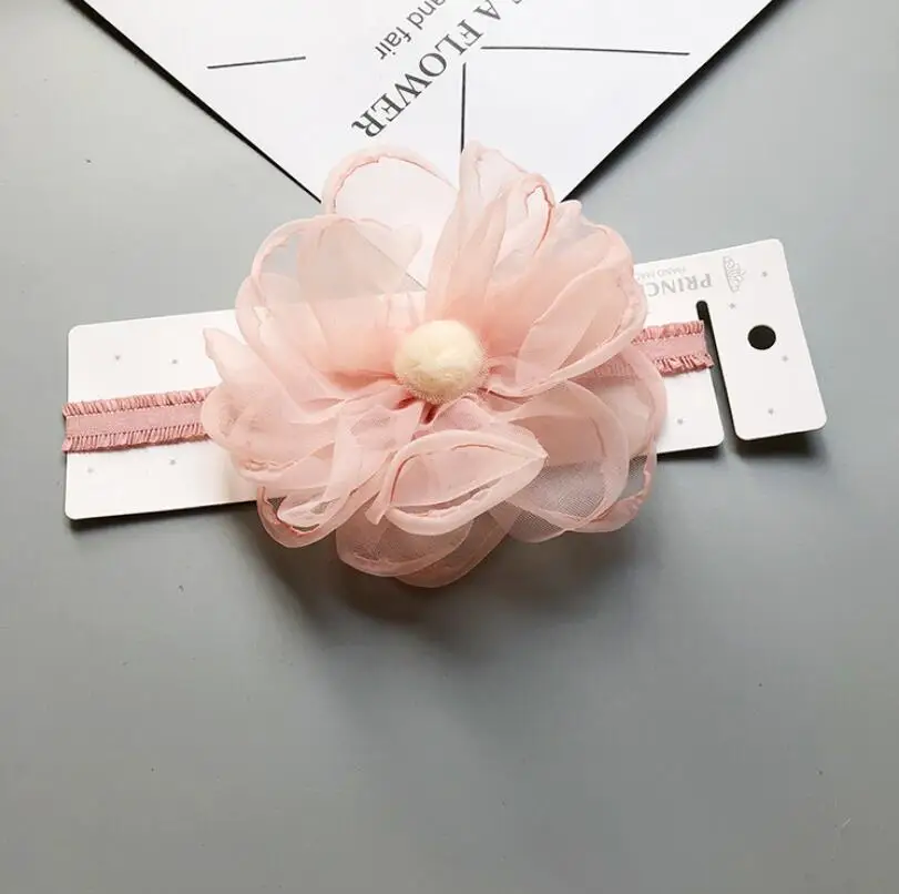 headband-pink Новинка года; 5 дюймов; заколка для волос из шифона с цветами для девочек; цвет розовый, серый; Красивая заколка для девочек; аксессуары для волос для маленьких принцесс - Цвет: headband-pink