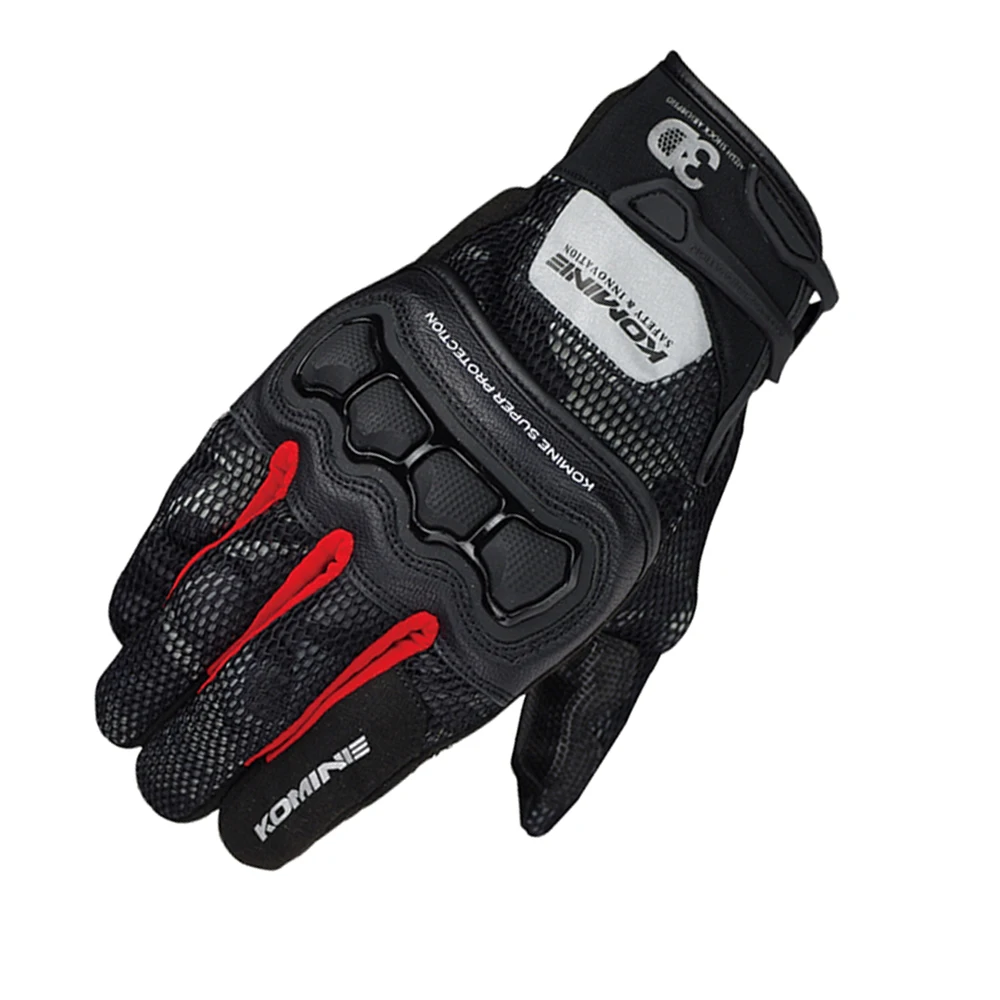Black Red Komine GK 215 Summer 3D Mesh Glove Motocross MTB Bike Off-road Gloves