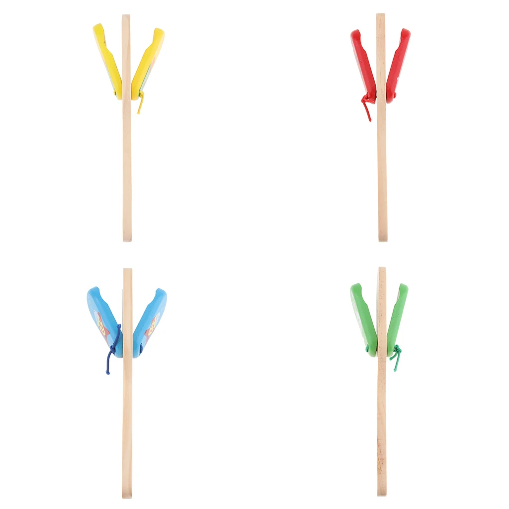 Wooden Long Handle Castanet/Clapper/Clacker Children Music Rhythm Trainning Equipment for Toys Kids Early Music Learning