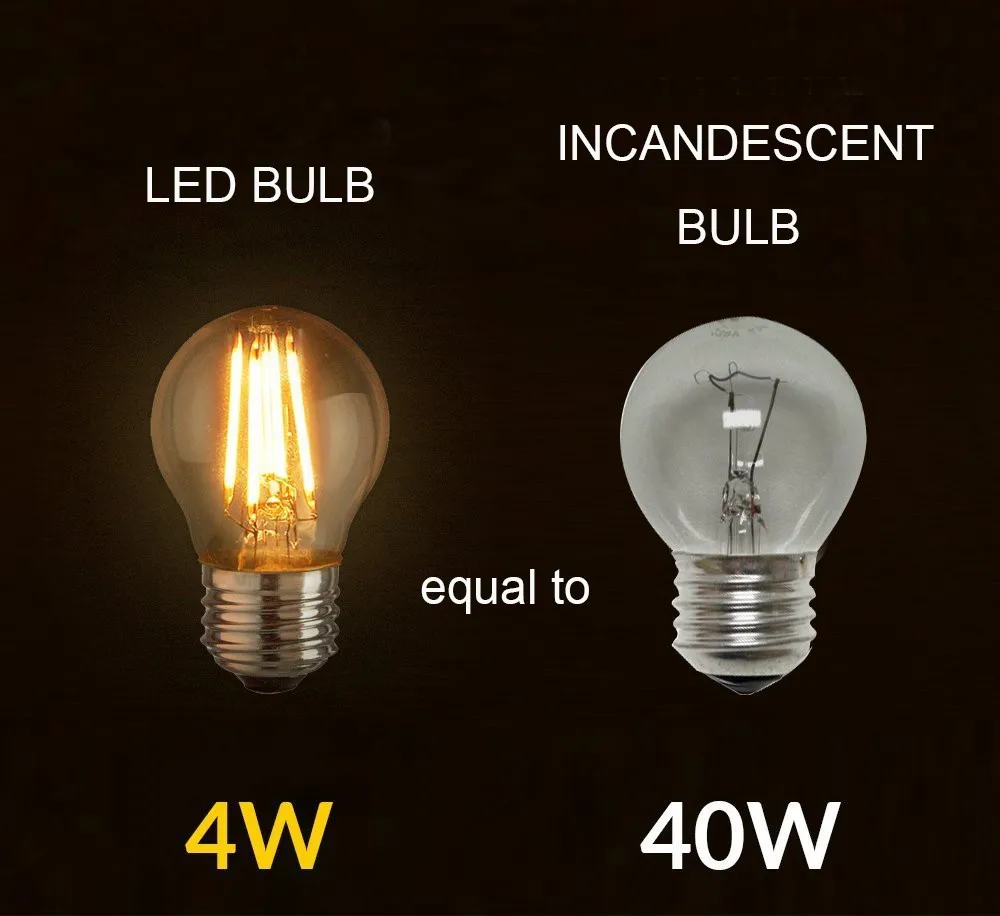 E27 светодиодный свет накаливания Стекло лампы 220V Светодиодный Люстра edison G45 Винтаж Светодиодная лампа 4 Вт 110V
