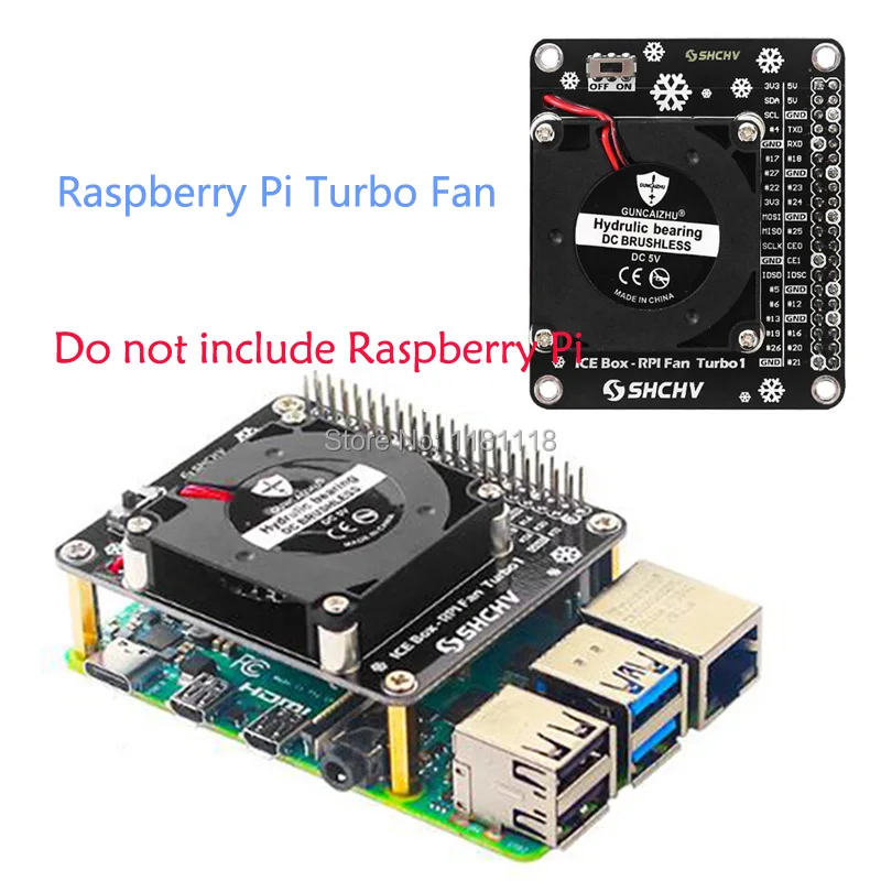 Raspberry Pi 4B Ventola Di Raffreddamento Con Led Luce Ambientale Ventilatore Turbo, Per Raspberry Pi 4B/ 3B +/ 3B/ 3A +