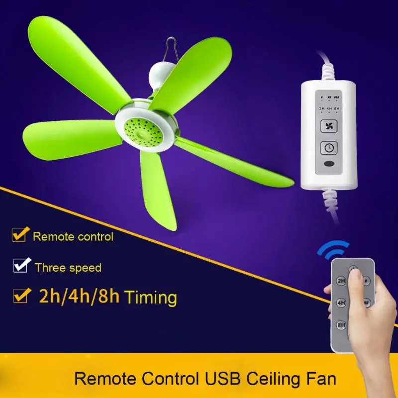 5W Remote Control Timing USB Ceiling Fan Air Cooler USB Fans Bed Camping Outdoor Hanging Camper Tents Hanger Fan mini fan cooling fan