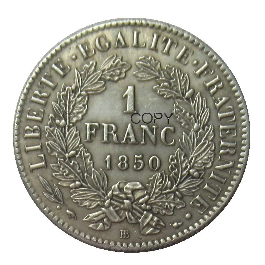 Франция 1850 BB 1 Франк монета с серебряным покрытием копия
