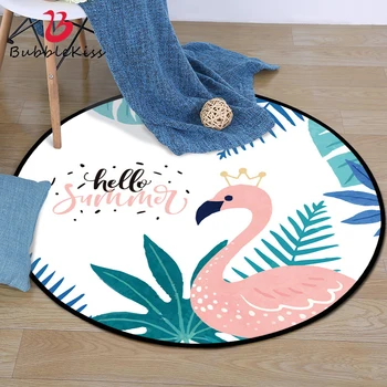 

Bubble Kiss Round Carpet Simple Style Cartoon Flamingo Rugs Modern Home Carpets Living Room Mat Bedroom Decor Non-slip Area Rug