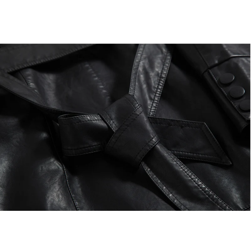 2020 X Long женская кожаная куртка однобортное осеннее пальто из искусственной кожи