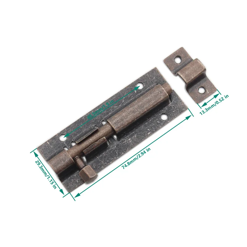 Barrel Bolt Lock,3'' Door Security Slide Latch Lock,Thickened Door Latch Lock,Stainless Steel Slide Lock with Screws 2 Pcs