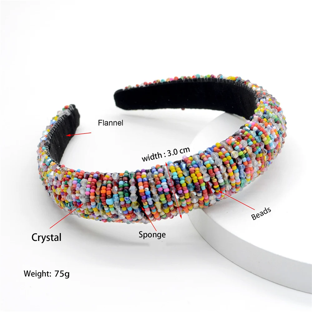 2021 Colorful Bling Bling Rhinestones Headbands For Womens Luxury Shiny Padded Diamond Crystal Hair Bands Party Hair Accessories head accessories female