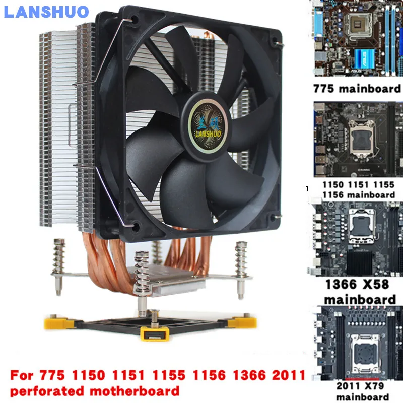 NO Light High Speed 3/4PIN RGB светодиодный Процессор кулер 6-Heatpipe 12V(12 см); охлаждения радиатора для LGA 775 1150 1151 1155 1156 1366 2011 - Цвет лезвия: NO Light High Speed