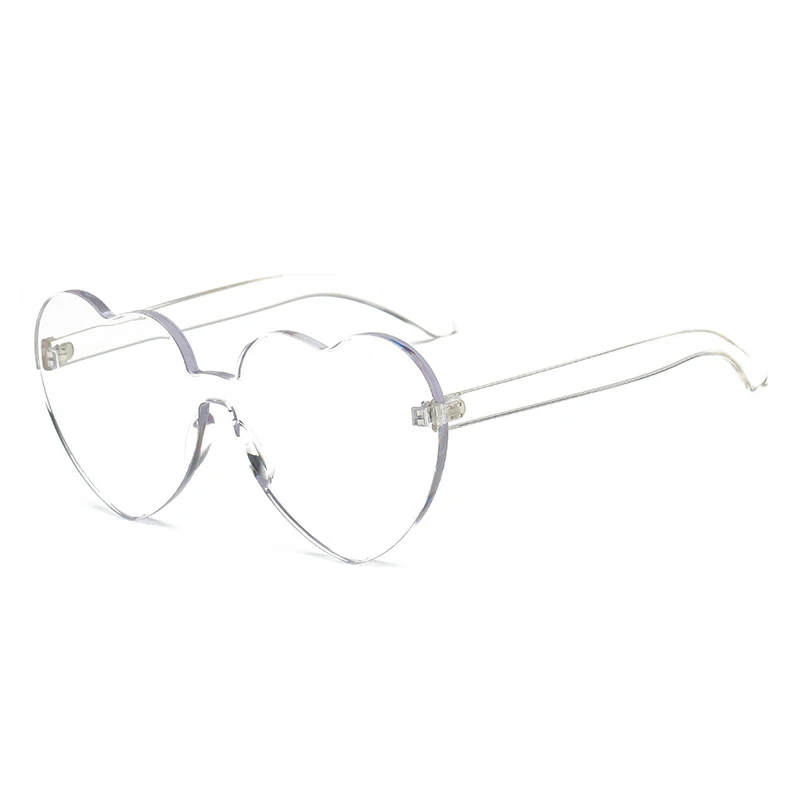 SUMENG солнцезащитные очки в форме сердца, женские солнцезащитные очки с прозрачной оправой, винтажные очки без оправы, UV400 - Цвет линз: 2-Transparent