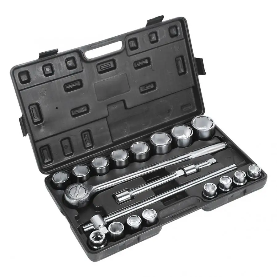 

20Pcs 3/4in Socket Wrench Set 19-50mm 20tg Ratchet Attachment Repair Installation Tools set tool Repair Socket Set