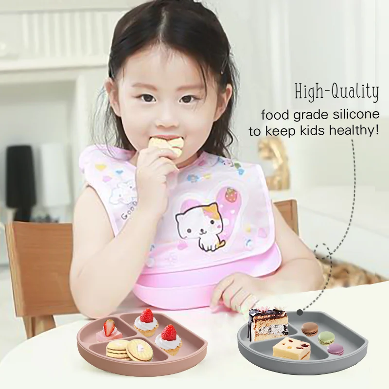 1 Pcs New Design Newborn Accessories Feeding Soft Silicone Children's Tableware Fashionable Dust Cover Dishes Plates Baby Stuff 6