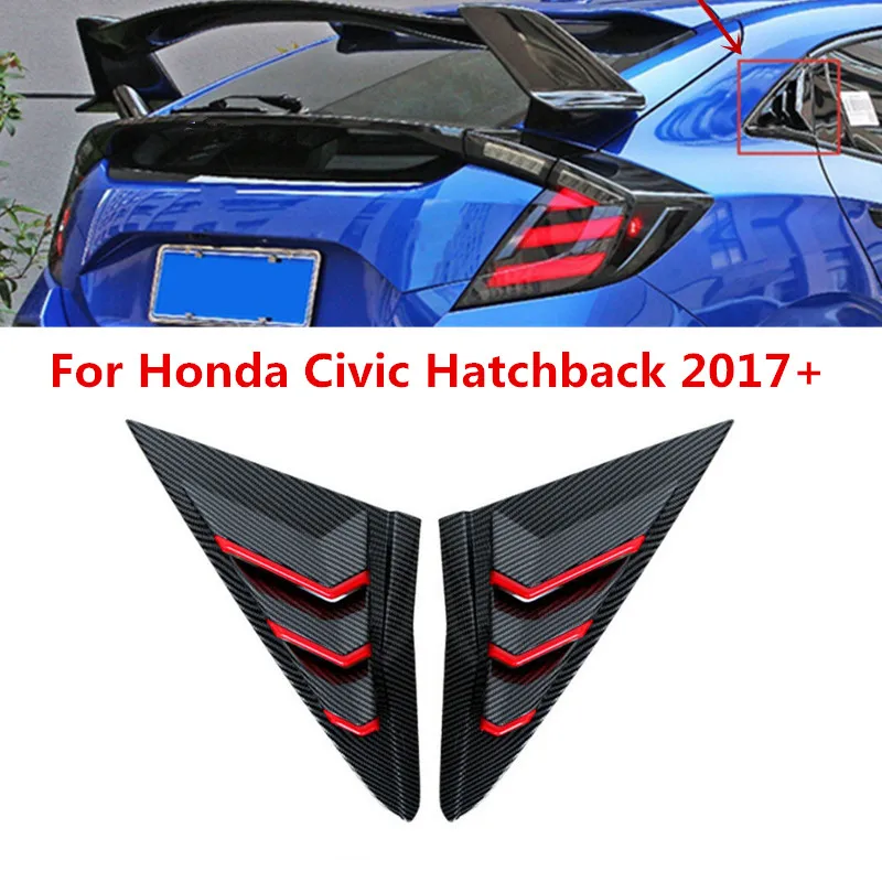 

ABS углеродное волокно для Honda Civic Hatchback 2017 + красные боковые задние четверти оконные жалюзи отделка затвора