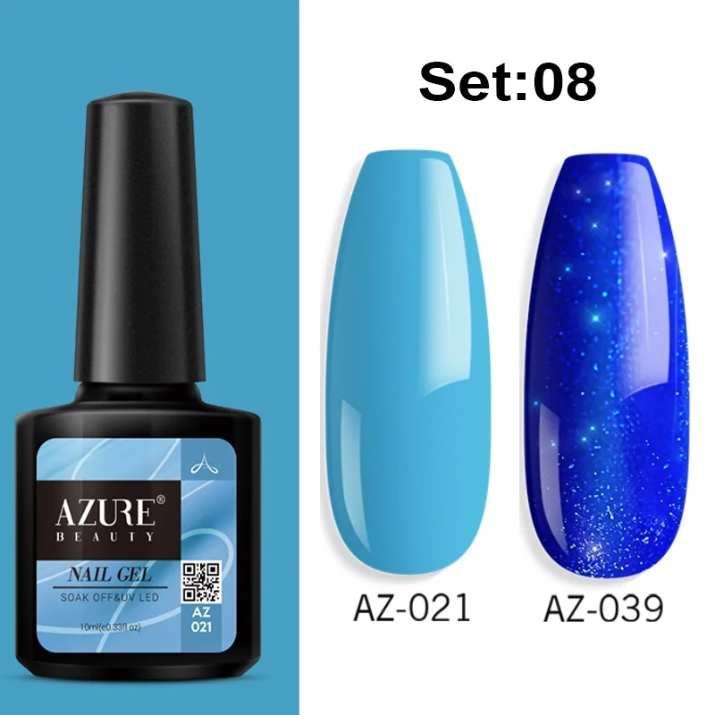 Azure beauty 2 шт./лот зеленый цвет серии УФ набор гель-лаков для ногтей длительный салонный лак для ногтей долговечный блестящий гель - Цвет: 08