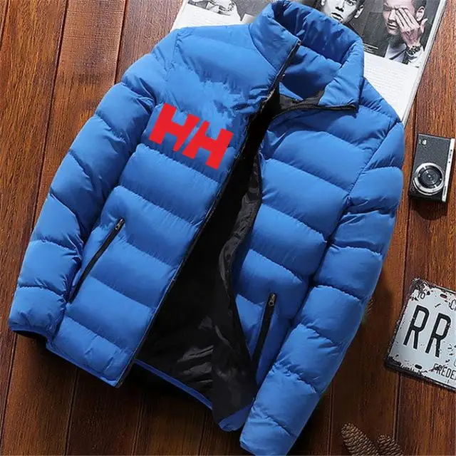 Blue red Мужская толстовка с капюшоном и принтом, зимняя мужская модная стеганая тонкая куртка, толстое теплое пальто и мужская куртка на молнии HH, Экстра Размер, m - Цвет: Blue red
